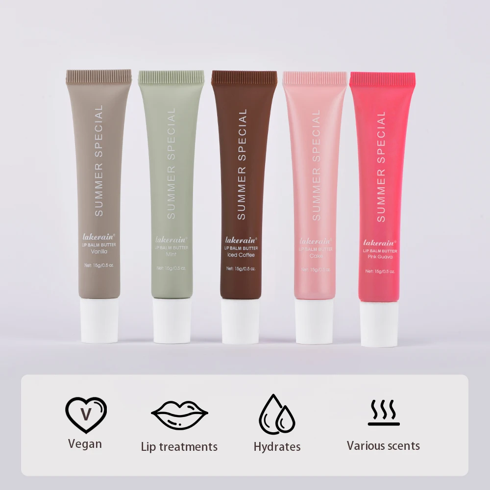 Lip Balm Moisturizing Plumping Lips Vanilla Mint Iced Coffee Cake Pink Guava Lip Balm Hydrating Nourishing Glossy Dry Lip Care