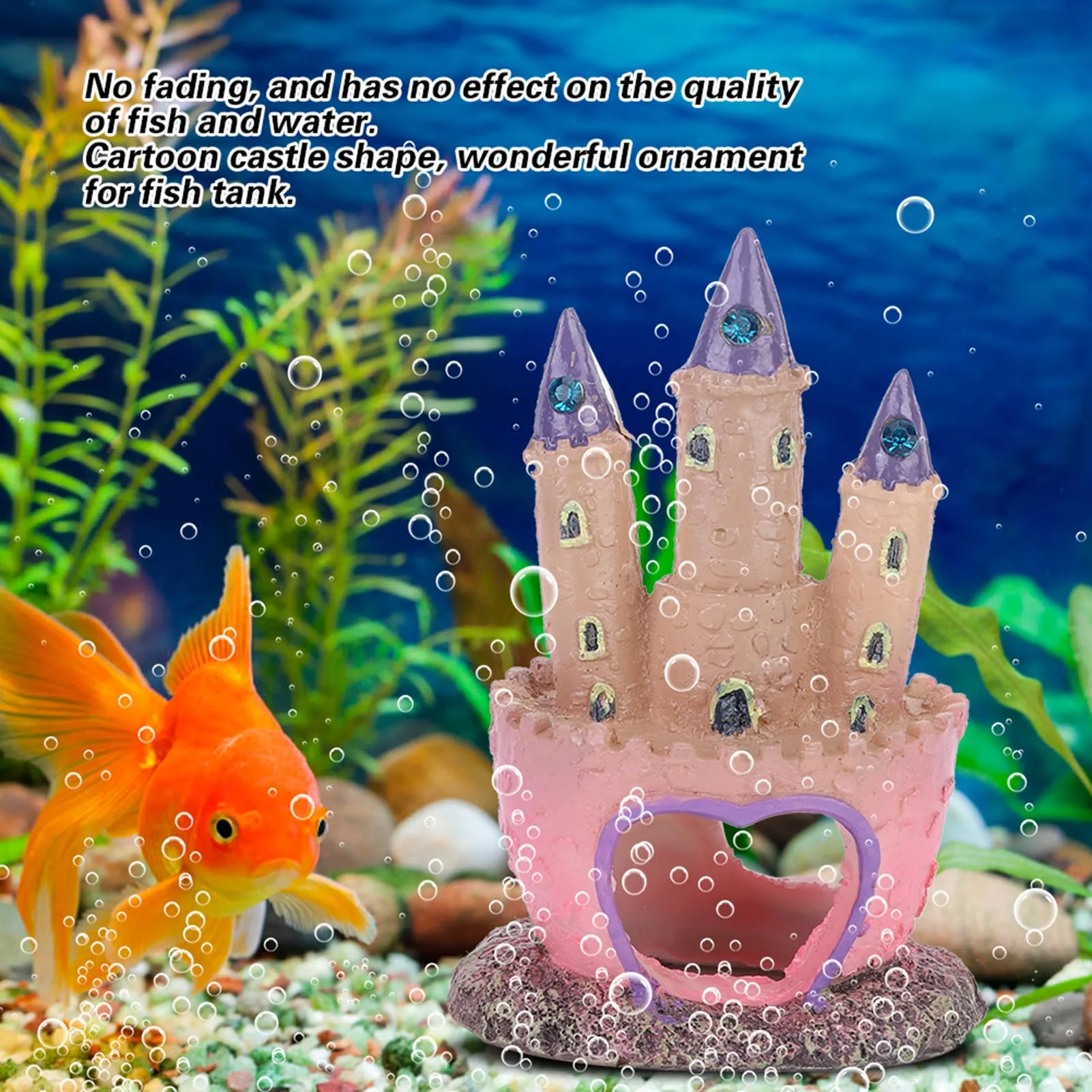 Resin Cartoon Castle Shape Ornaments Landscape Decoration For Aquarium Fish Reptiles Tank