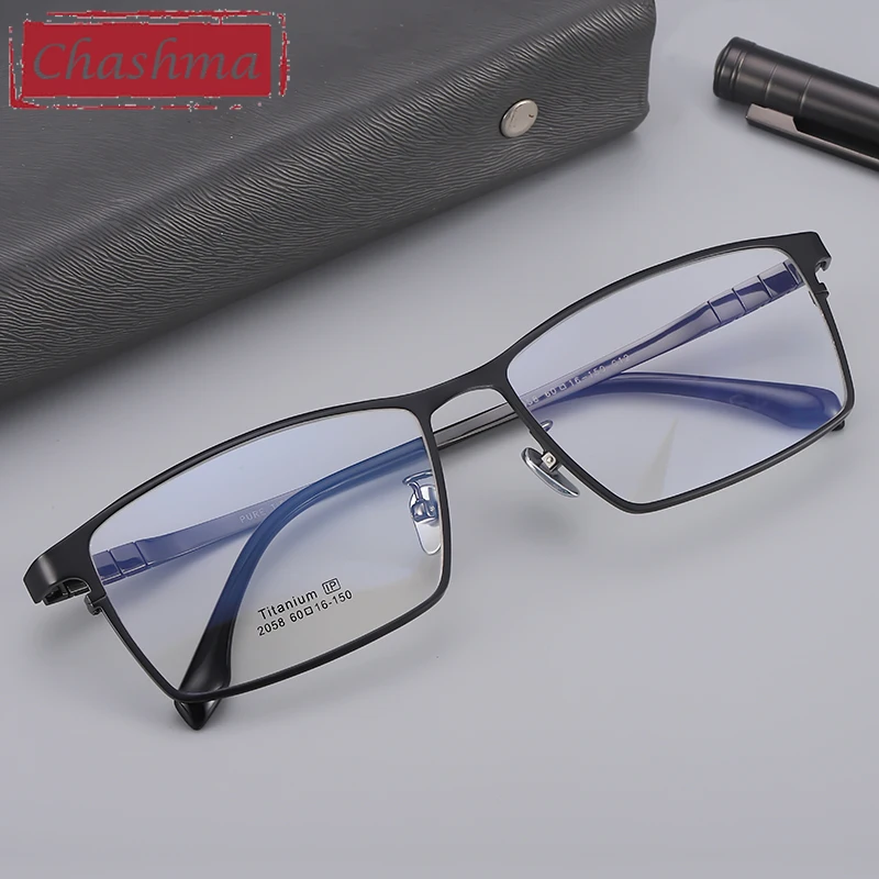 150 Wide Men Titanium Optical Frame Prescription Crystal Super Quality Gentlemen Eyewear for Blue Ray Block Progressive Lenses