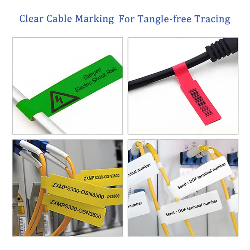 Etykiety termiczne na kable 12*109mm, samoprzylepne, w rolce, do druku, taśma papierowa do identyfikacji przewodów i sieci, do D30 P11 P15