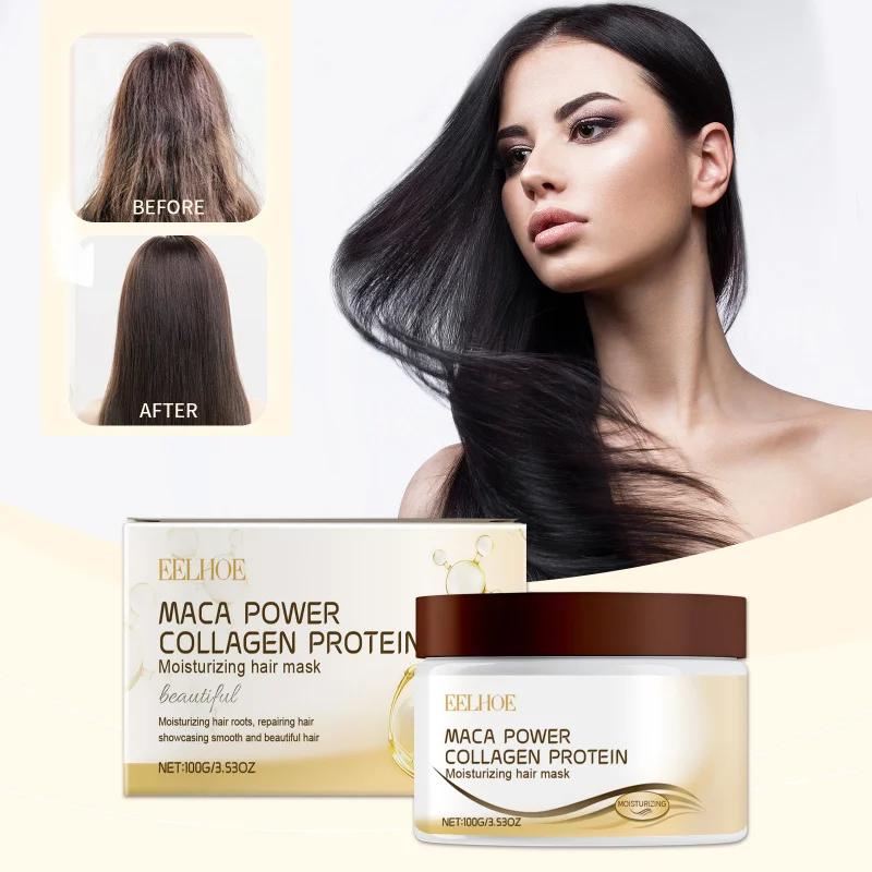 

Collagen Hair Mask - Deep Moisturizing Treatment For Dry Damaged Hair, Repairs Split Ends & Adds Shine, Nourishing Formula
