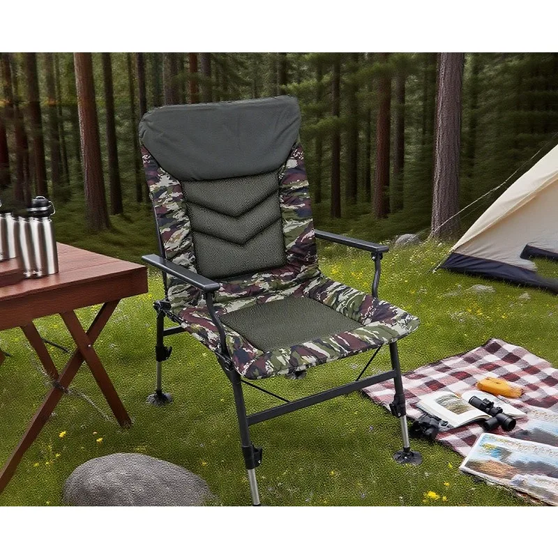 

Multifunctional Outdoor Fishing Chair Thickened Reinforced Foldable Reclining Camouflage Fishing Chair