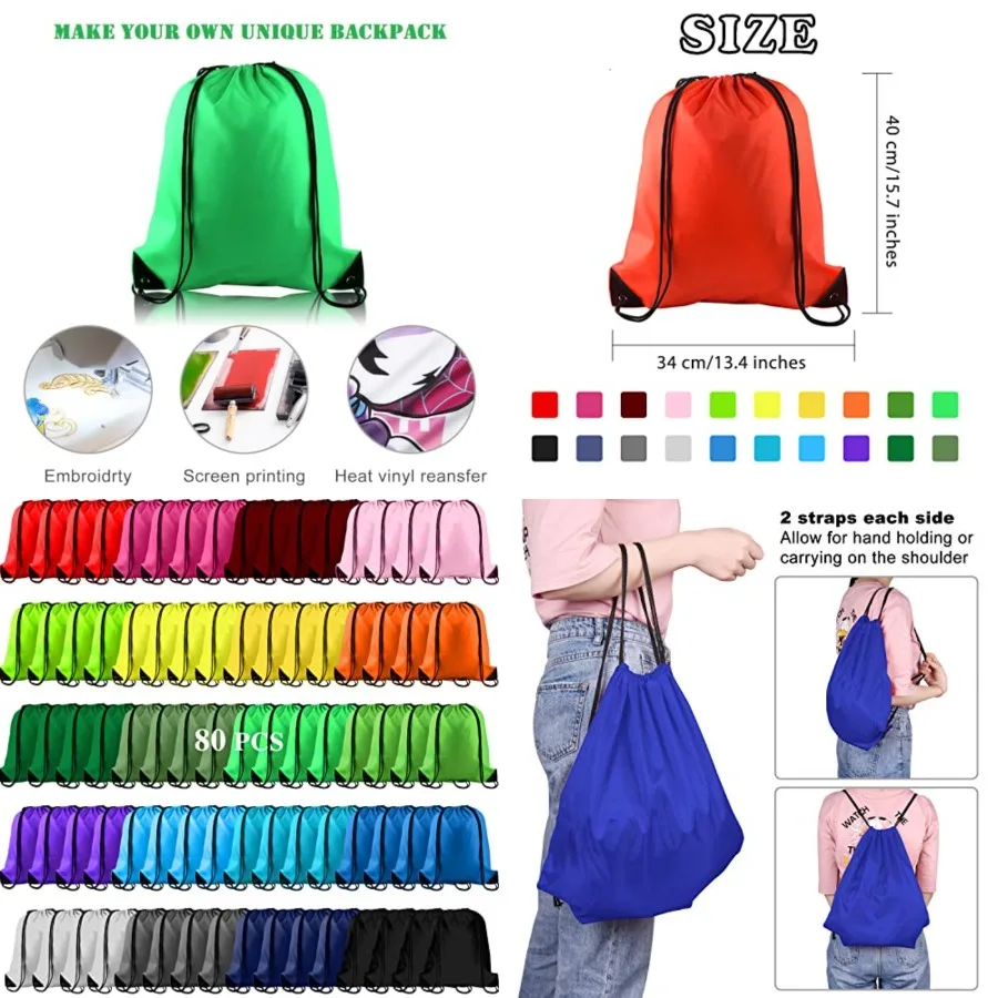 

Pcs Drawstring Backpack Bag Sack Drawstring Bags Bulk String Bags Storage Bags for Sport Gym Traveling