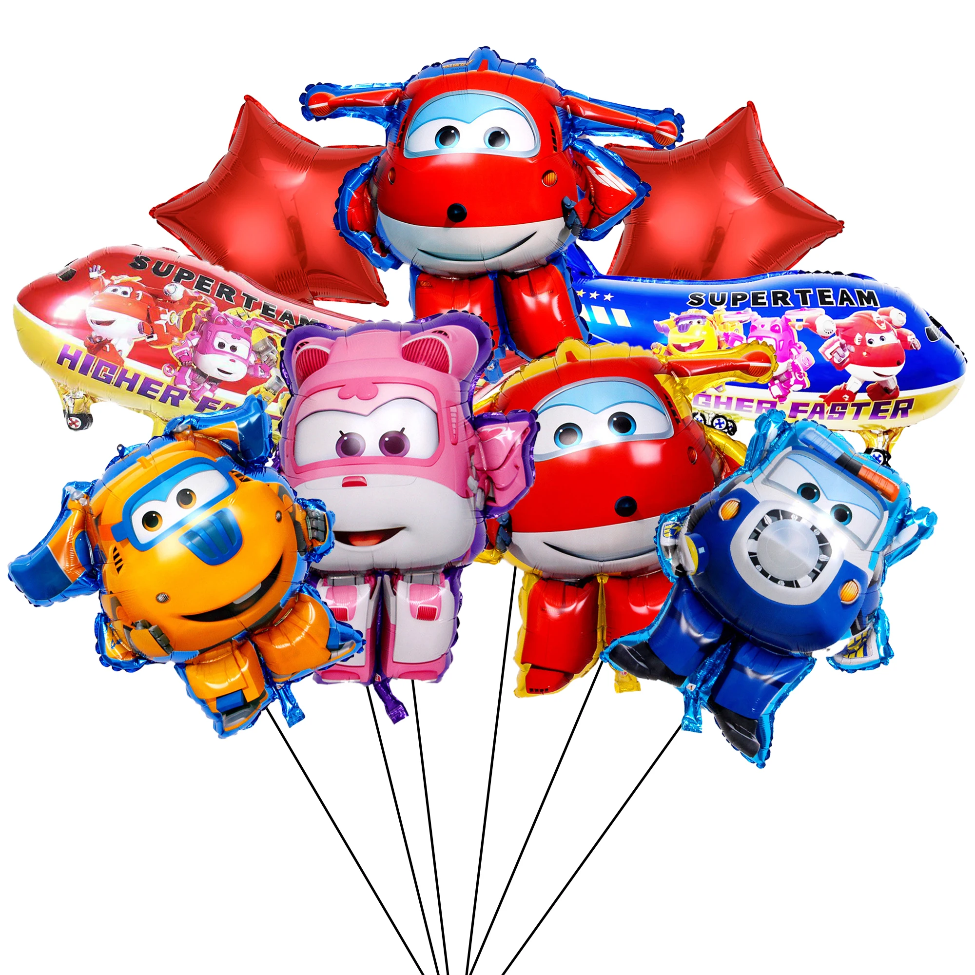 9 Balões de Alumínio Super Wings para Decoração de Festa de Aniversário Super Wings