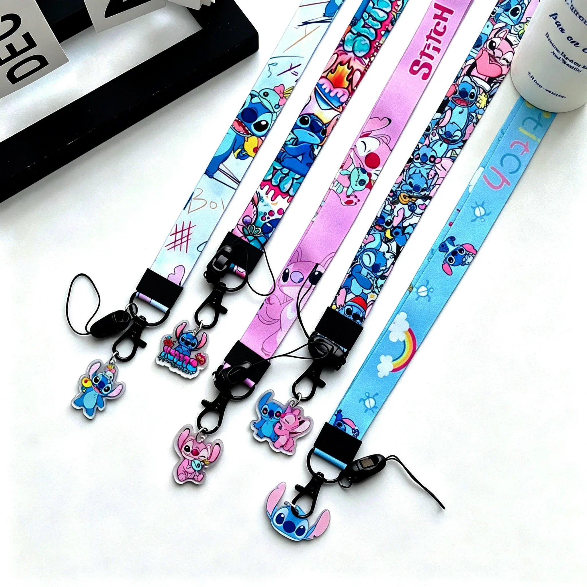 Disney Stitch & Angel Lanyard, Cartoon ID Badge & Anti-lost Card Polyester Strap for Kids