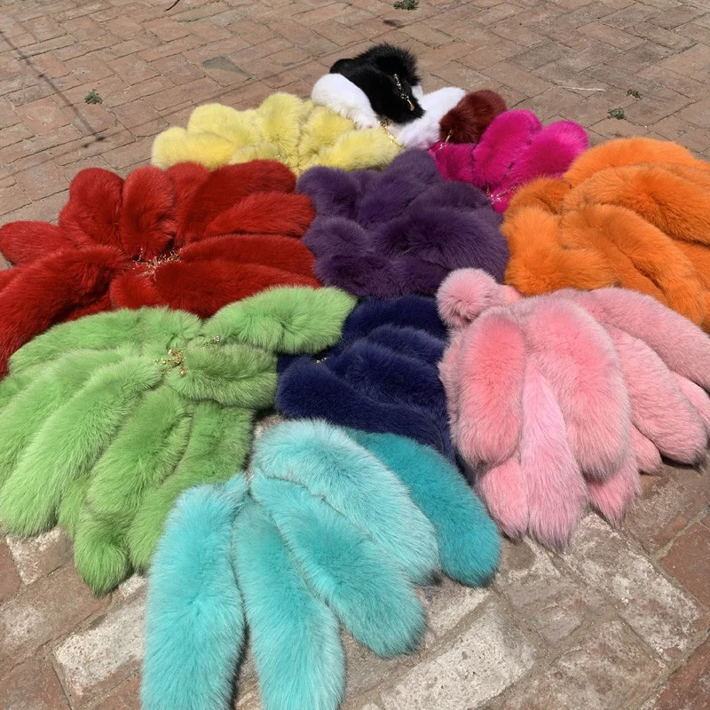 سلسلة مفاتيح بذيل فرو الثعلب الطبيعي للنساء ، سلاسل مفاتيح فروي ، إكسسوار جميل ، أنيق ، Y2K ، طول 35 ، #3