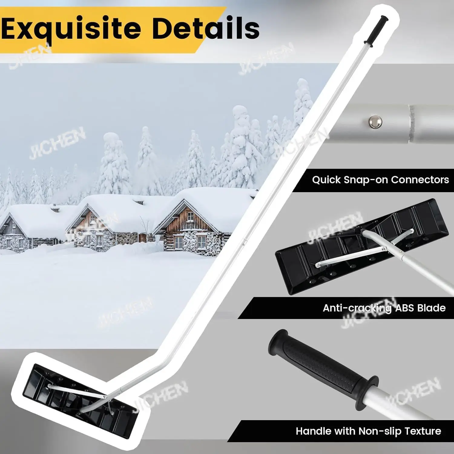 

Retractable Aluminum Alloy Snow Remover with Slant Head Design and Non-slip Handle, Light Truck/Tractor Roof Rake