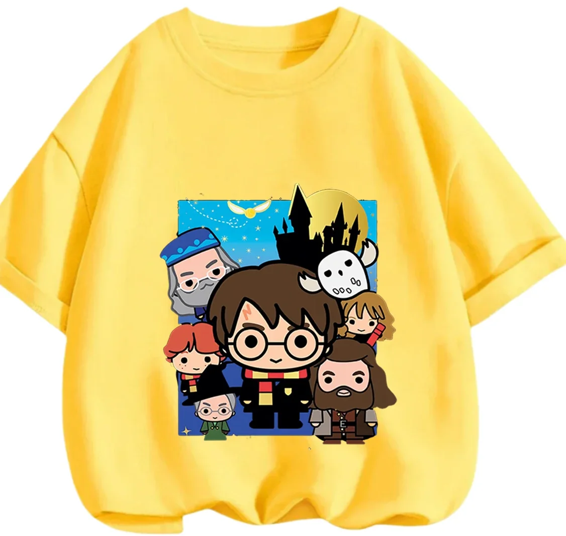 Lovely Cute Harry Potter Crew Neck Tee Summer All Match Casual Tops For Kids 3 14 Years Old view 2