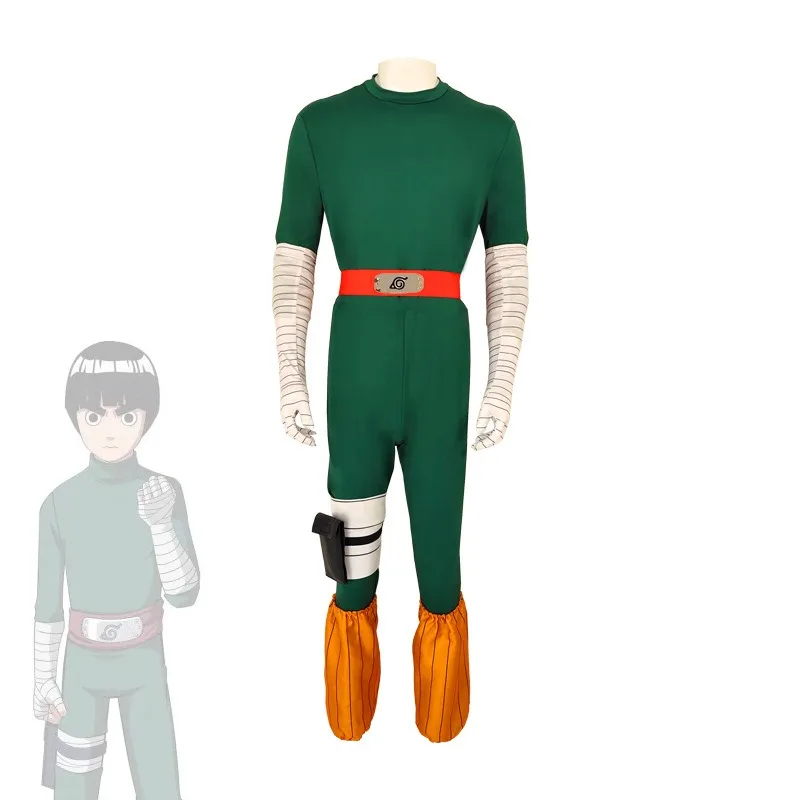 Anime Ninja Rock Lee Cosplay Costume Wig Women Man Combat Uniform Hero Jumpsuit Yakumo Night Kai Kai Huang Suit Halloween Party view 2