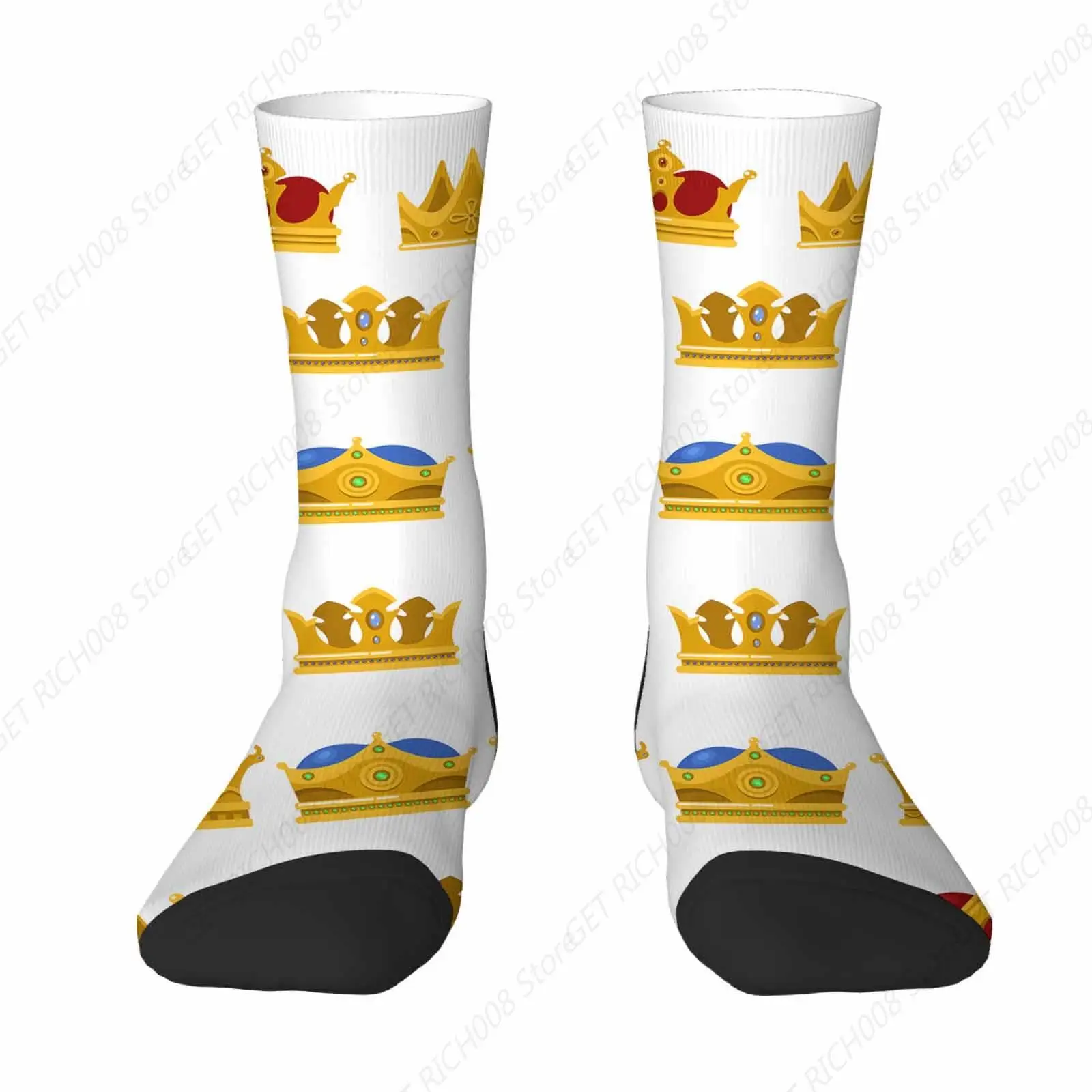 Crown Unisex Socks Golden King Headdress Funny Socks Gifts For Women Mens Novelty Crew Socks