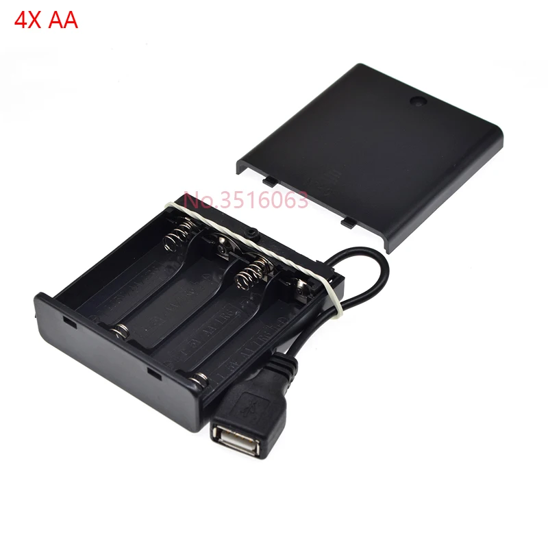 1Pcs USB Female AA Battery Box With Switch 1AA/2AA/3AA/4AA 1X/2X/3X/4X Slot Battery Holder Case With Plug 1.5V/3V/4.5V/7V/9V/12V