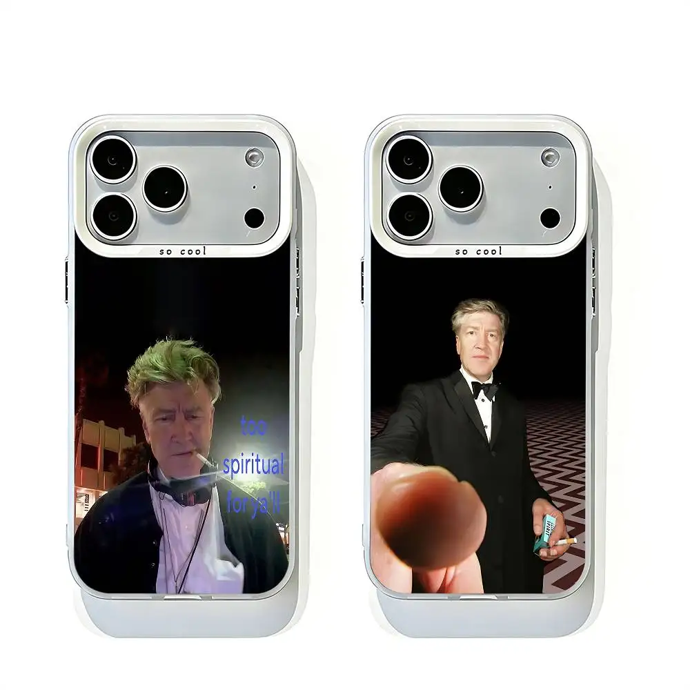 

D-David L-Lynch White Matte Bumper Cover For iPhone 17 16 15 14 13 12 11 Pro Max Large Camera Hole Case