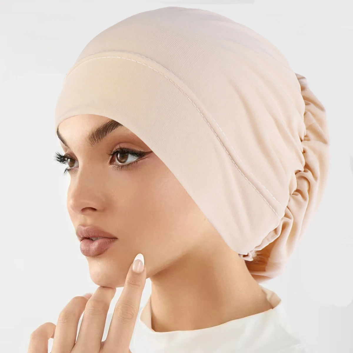 Moda musulmana hiyabs para mujer, turbante elástico suave de Color sólido, gorros para quimio contra el cáncer, gorros, accesorios para el cabello