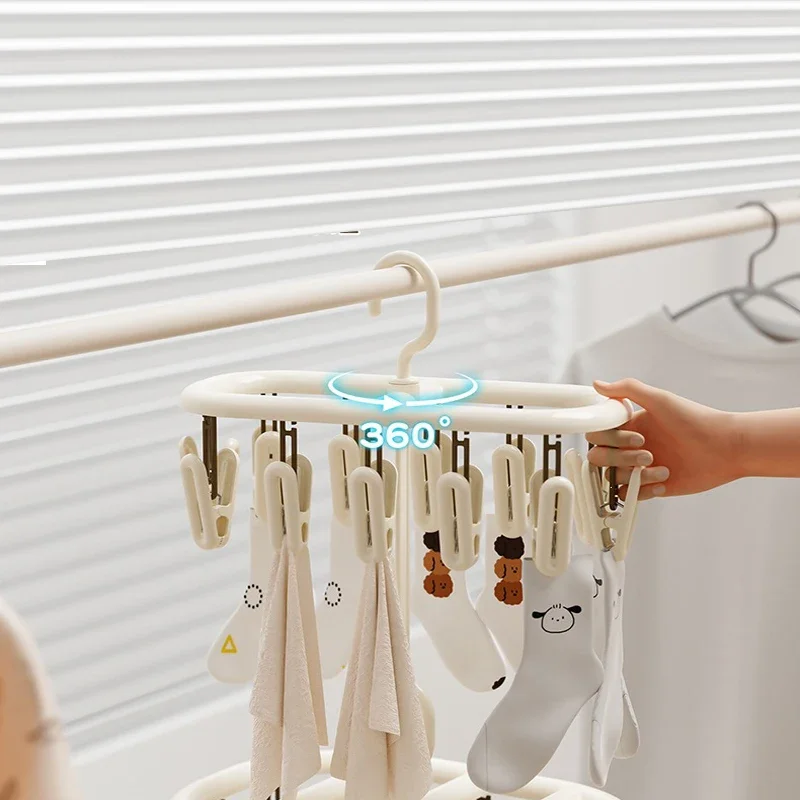 2pcs Home Sock Drying Rack with Multiple Clips, Underwear Drying Rack, Baby Clothes Hanger with Clip Storage, Sock Drying Tool
