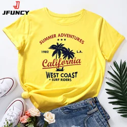 Summer Women T Shirt 100% Cotton Letter Print Loose Tees Woman Short Sleeve T-shirt Oversize 5XL Female Casual Tops