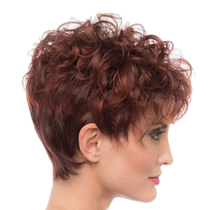 Fashion Women's Short Curly Wig Brown 12 inch - Stylish Cool Wig