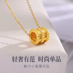 Real 18K Gold Cylinder Pendant for Woman Luxury AU750 Pendant Necklace Fine Jewelry High-quality Banquet Gift