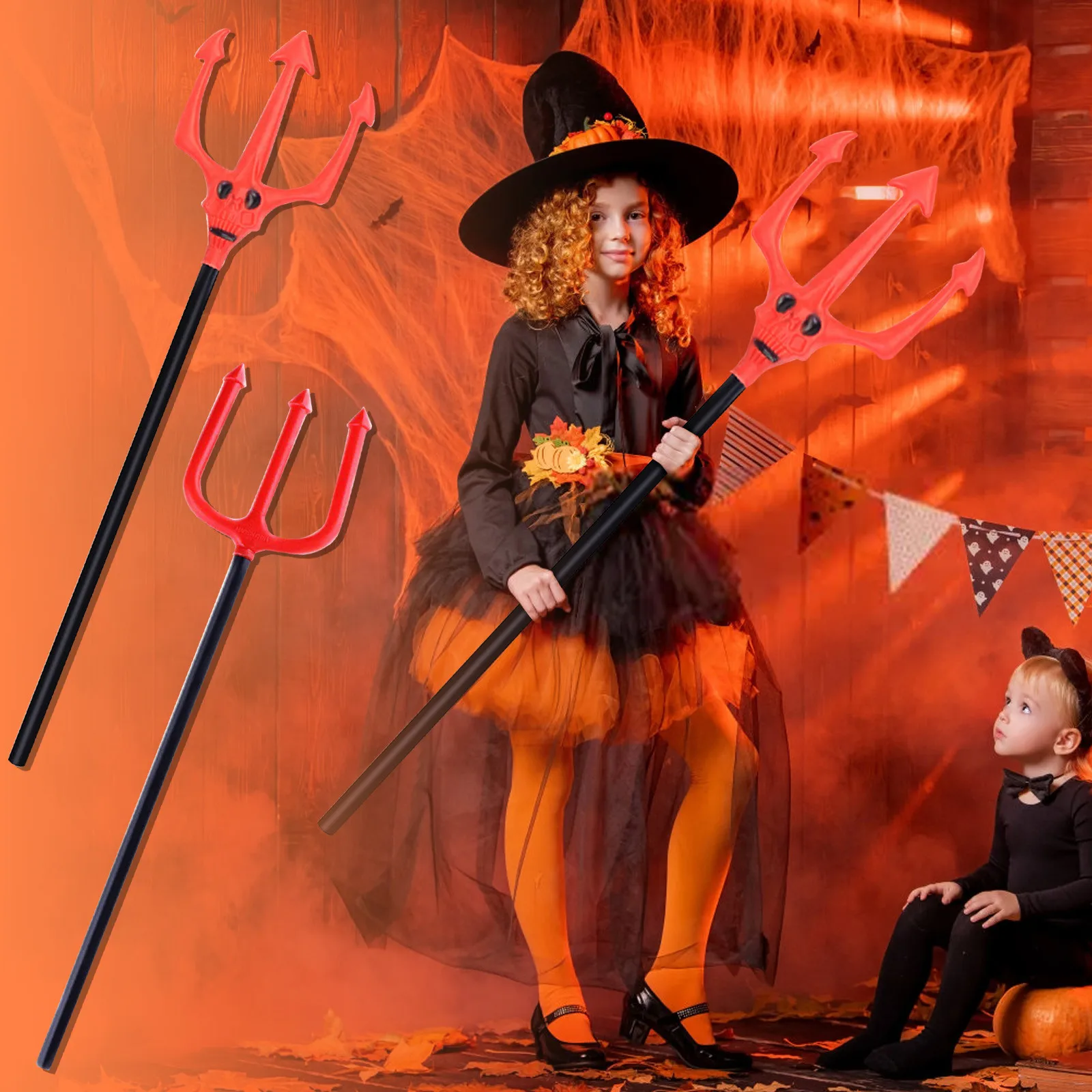 

Devil Pitchfork Prop Plastic Devil Halloween Costume Accessories Party Decoration Red Fork Staff Masquerade Cosplay Party