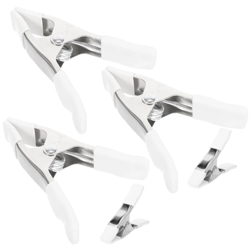 

5pcs 4 Inch Nickel Plated Spring Clip A-shaped Clamps Heavy Duty for Photography Background Stand PVC White Small Practical