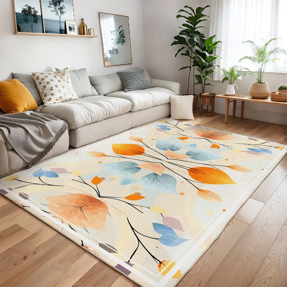 

Flower Printed Rug Vibrant Floral Patterns Soft Floor Cover for Living Room Bedroom Home Decor Carpet Easy to Clean