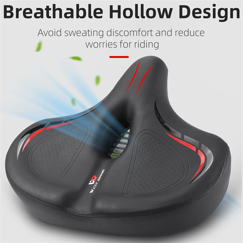 WEST BIKING MTB Bike Seat Wide Bicycle Sofa-Like Comfy Oversized Saddle Universal Electric Bike Exercise Stationary Bike Seat