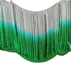 10 Yds Dip Dye Ombre Fringe Tassel Soft Rayon Latin Macrame Dance Dress Trimming Samba Skirt Tassel Green 30cm