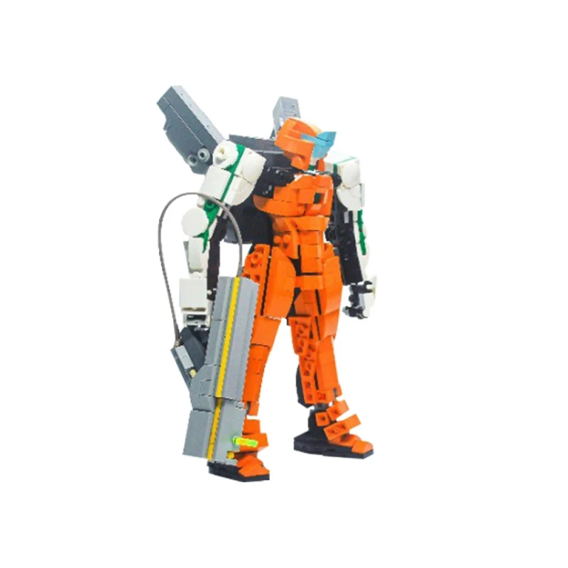 MOC-185820 Orange Sentinel Mech Model Building Blocks High-tech Combat Powered Mech Activity Robot Assembling Bricks Toy Gift