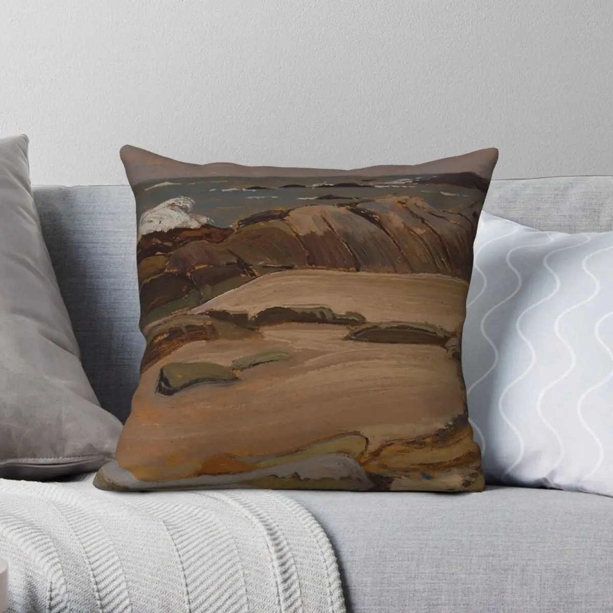 Nova Scotia Shore J. E. H. Macdonald Square Pillowcase Polyester Linen Velvet Pattern Decorative Pillow Case Sofa Seater Cover-image