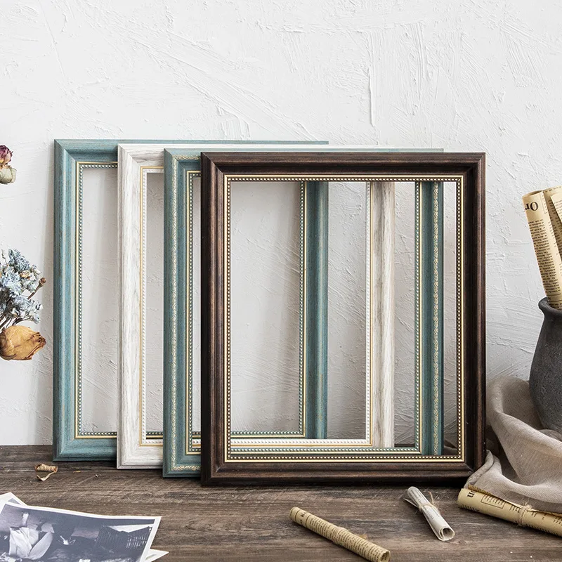 American Retro Resin Frame Coffee Color French Blue Empty Frame Mounted Picture Frame A4 Wall Hanging Oil Painting Frame - Image 2