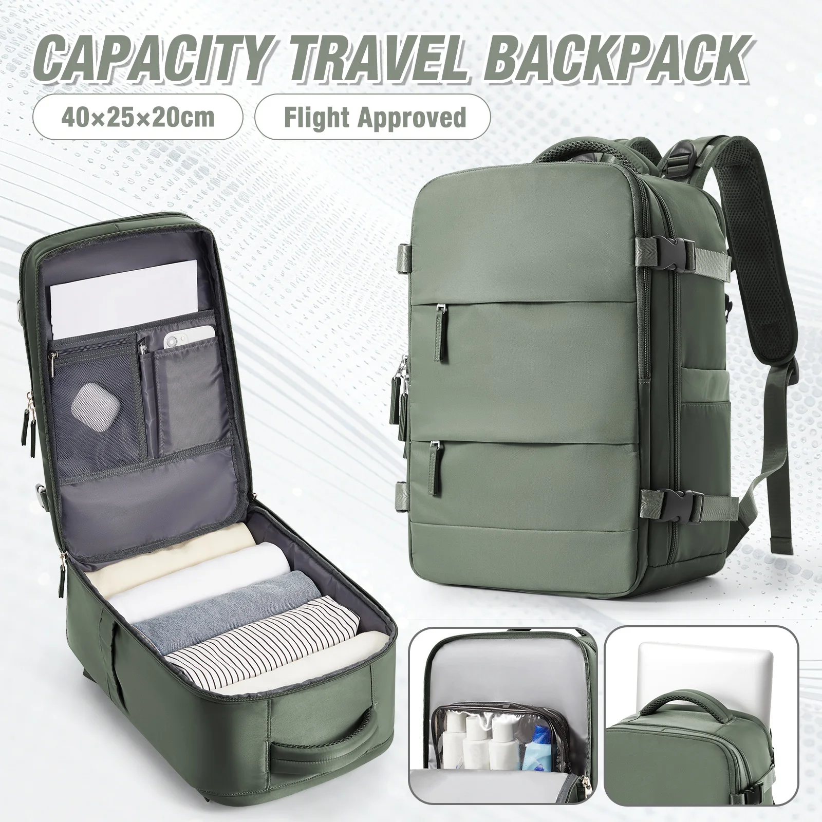 Ryanair Backpack 40x20x25 Cabin Bag Travel Backpack Easyjet, Multi Functional, Large Capacity, Lightweight, Leisure Computer Bag
