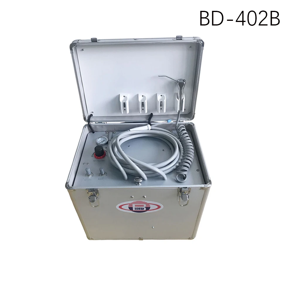 

130L/min Air Flow Portable Dental Unit with High and low speed Pipe,3 Way Syringe, Oilless Air Compressor