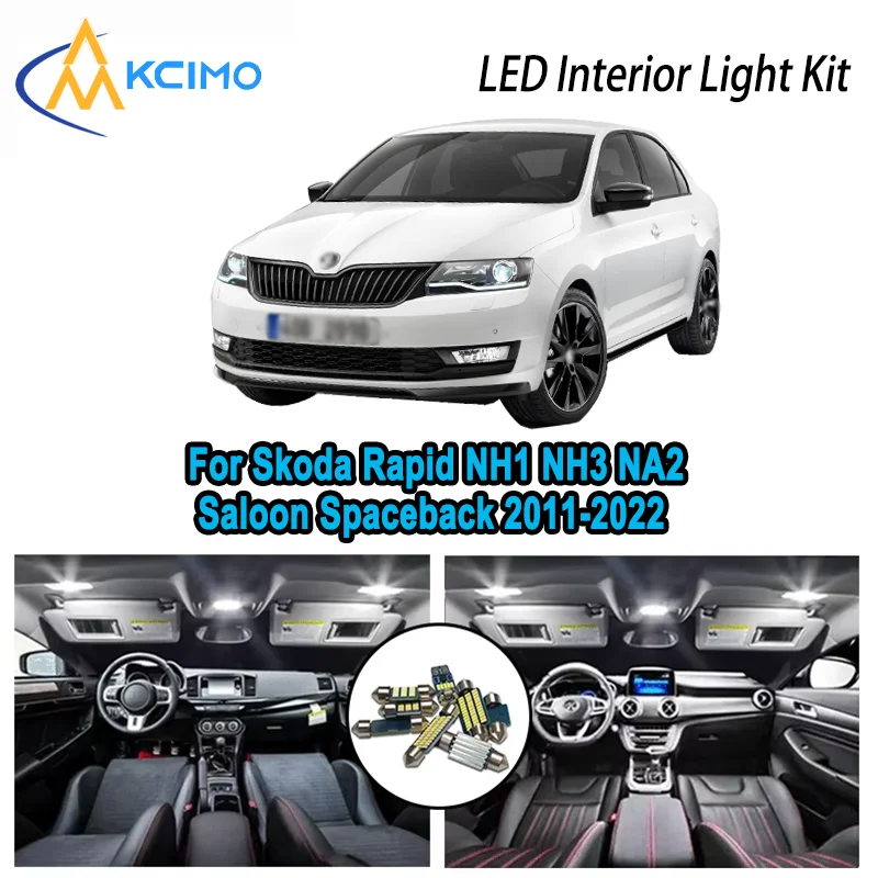 

For Skoda Rapid NH1 NH3 NA2 Saloon Spaceback 2011-2022 Interior LED Dome Map Trunk Light Kit Canbus Error Free Car LED Lamps