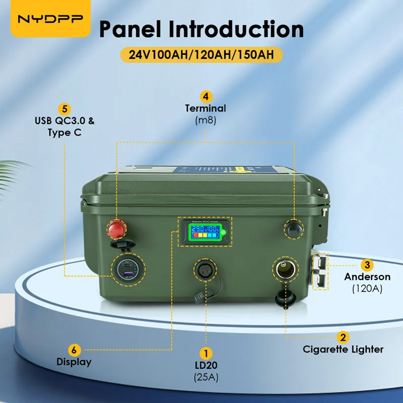 24V 100AH 120AH 150AH 200AH LiFePO4 Battery 24V lifepo4 battery 24v lithium battery Lithium iron phosphate battery with Charger