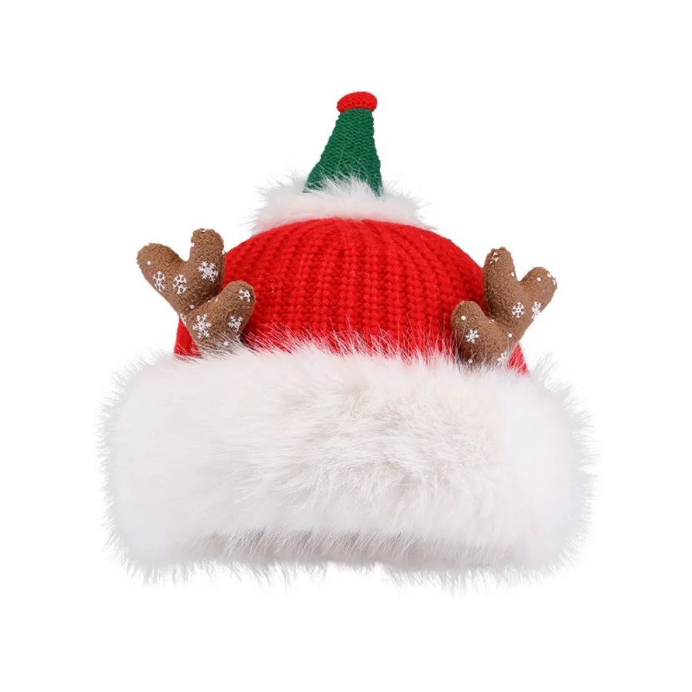 

Christmas hat cute antlers plush thickened warm knitted hat women's plush versatile gift ear protection wool hat men