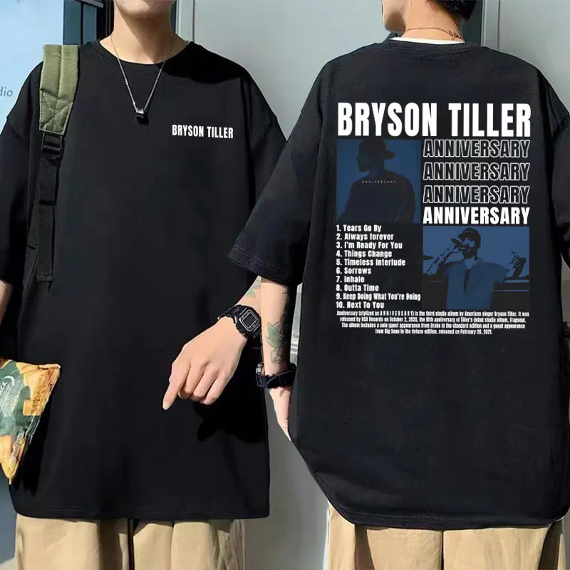 

Rapper Bryson Tiller ANNIVERSARY Graphic Print T-shirts Men's Casual Pure Cotton Tees Men Women Hip Hop Vintage Oversized Tshirt