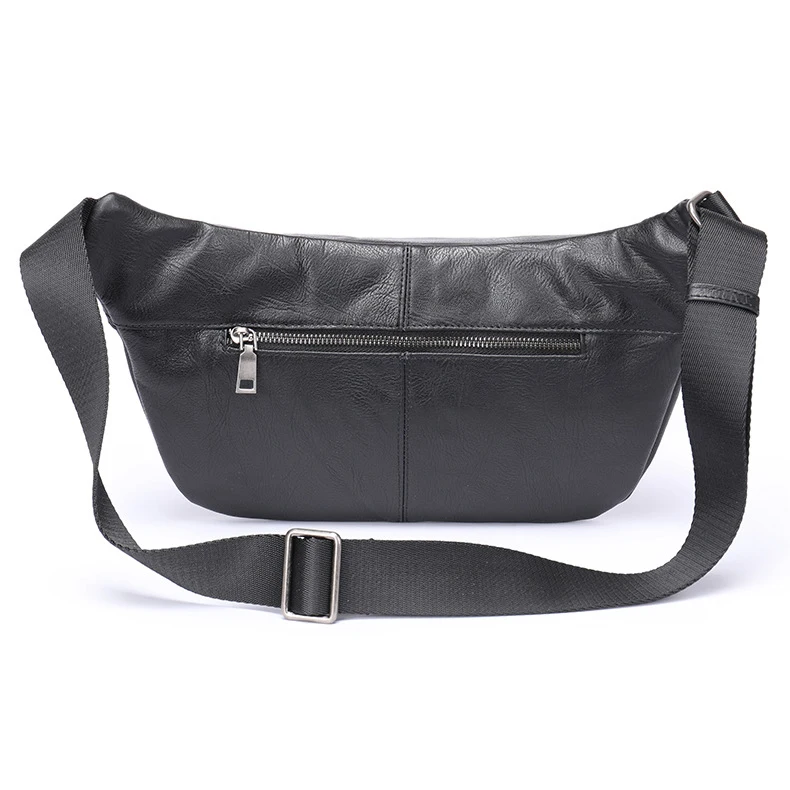 Genuine Leather Men Crossbody Bag Cowhide Leather Chest Bag Big Waist Bag Male outdoor fanny pack