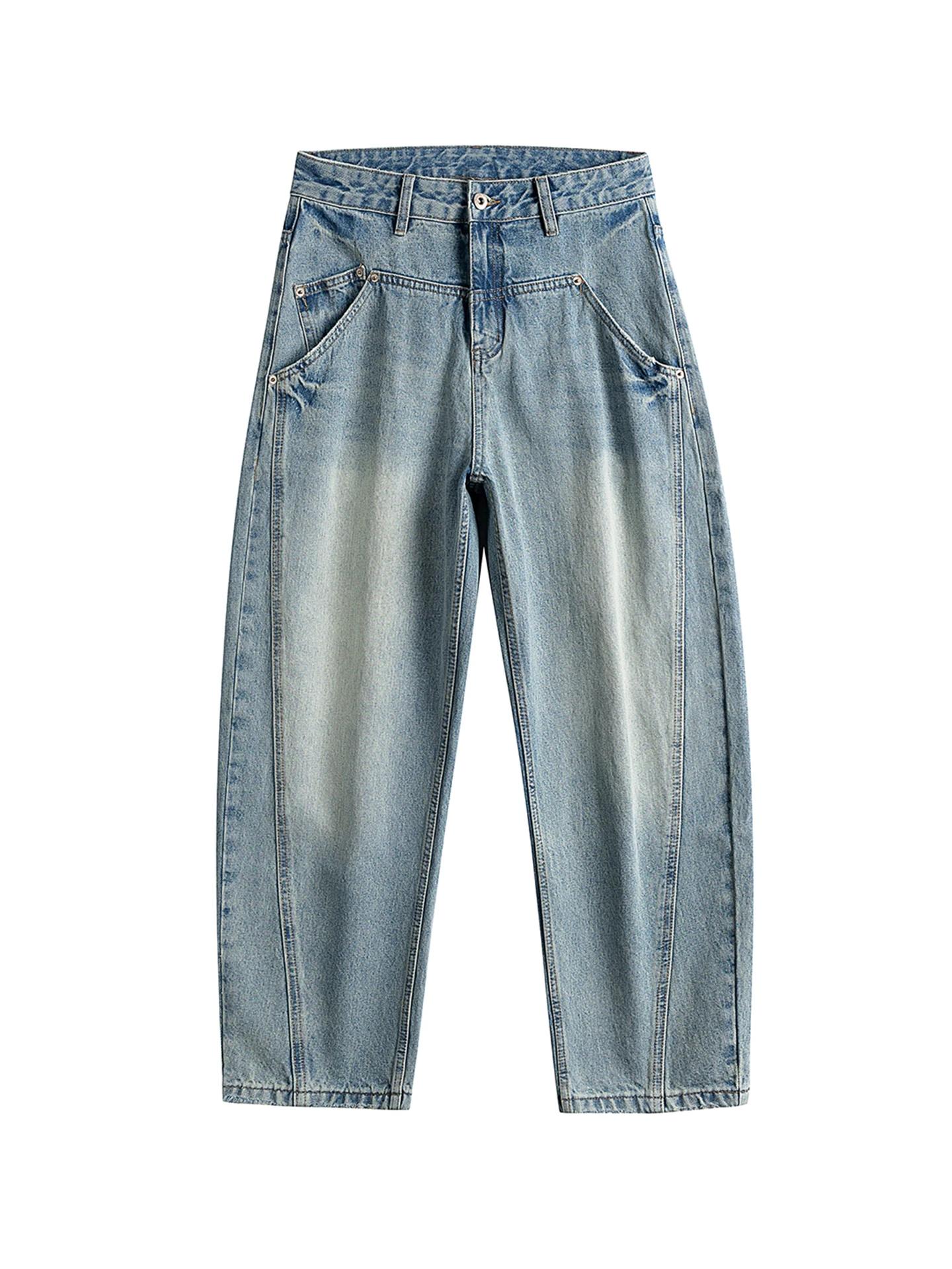 

Ретро-джинсы мужские в американском стиле с пэчворком, весенние, для работы, повседневные, из смесового хлопка, молодежные, длинные брюки