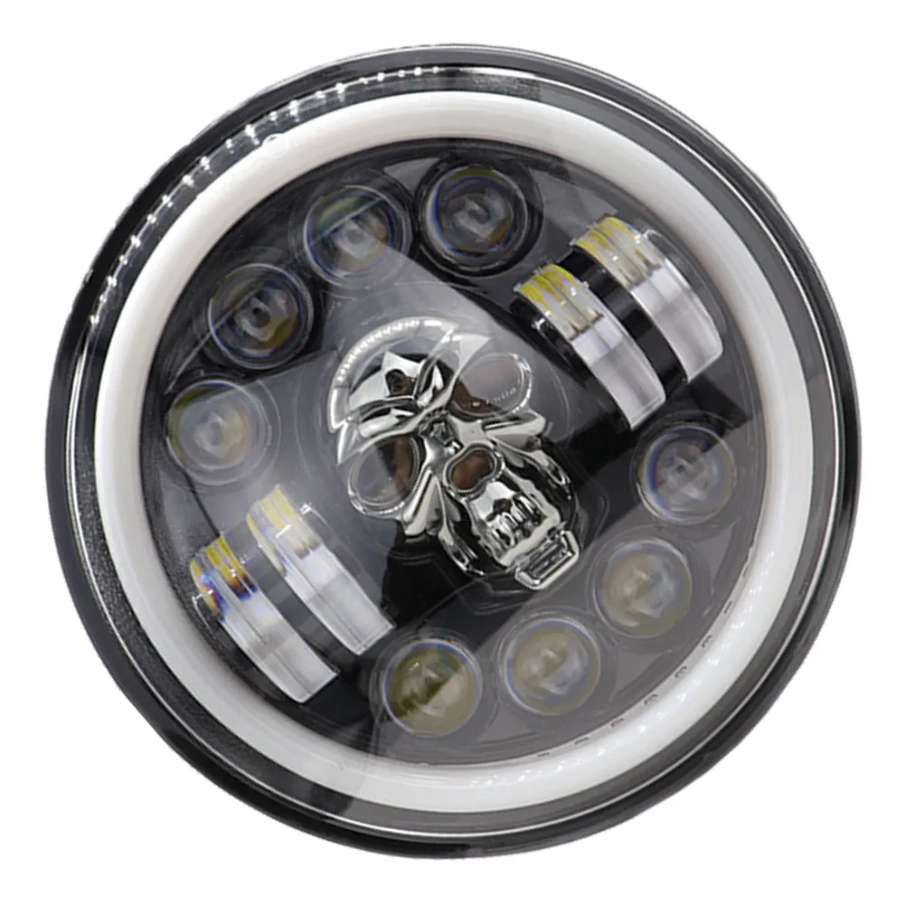 

7 Inch 60W LED Skull Motorcycle for Off-road Vehicles Headlamp Modification Car Lights Aluminum Accessories