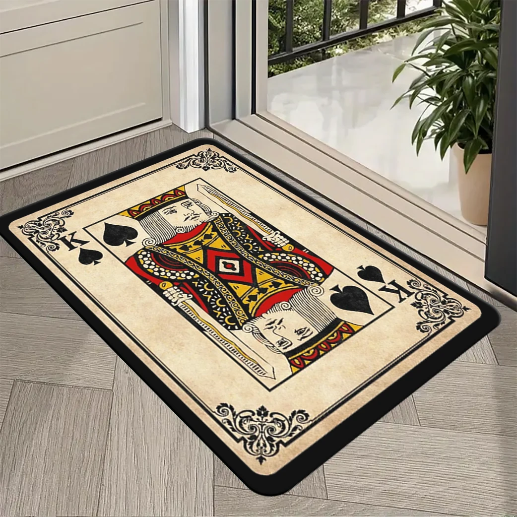 

Poker King Card Design Area Rug, Non-Slip Polyester Machine Washable, Indoor Floor Mat for Office, Bedroom