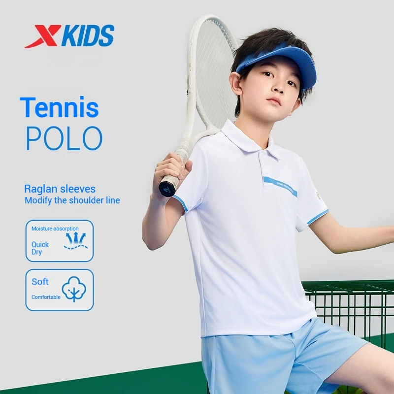 

Xtep Children's T-shirt Boy 2025 Summer Tennis Short-sleeved POLO Shirt Big Child Short T Quick-drying Top Clothing 675225029129