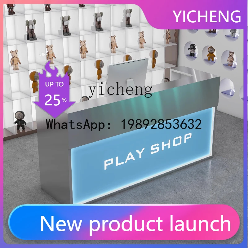 X4   light luxury small stainless steel front desk clothing store acrylic light box checkout page