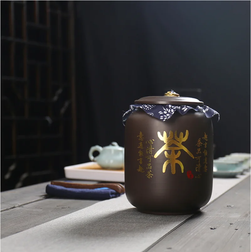 Creative Purple Sand Tea Box Household Pu'er White Tea Storage Large Sealed Jar Simple Home Decoration Purple Sand Storage Jar