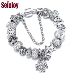 Seialoy Lucky Charm Bracelets For Women Men Original Streamer Crystal Beaded Women Bracelet Bangle Fashion Jewelry Gifts