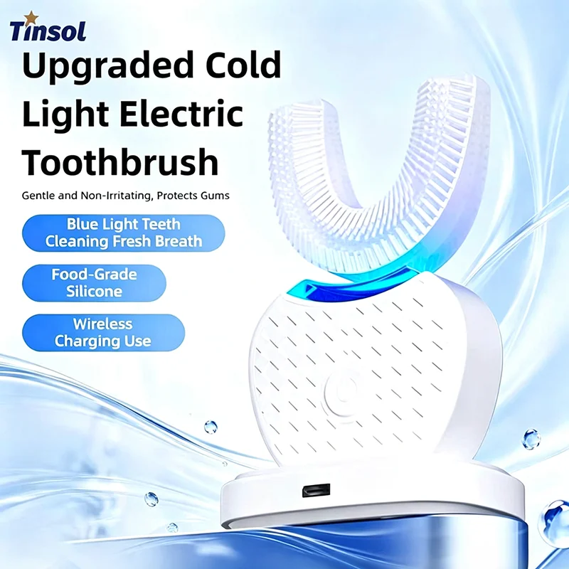 TINSOL U-shaped Electric Toothbrush, Portable Wireless Oral Irrigator, Blue Light Sterilization, Suitable for Oral Care