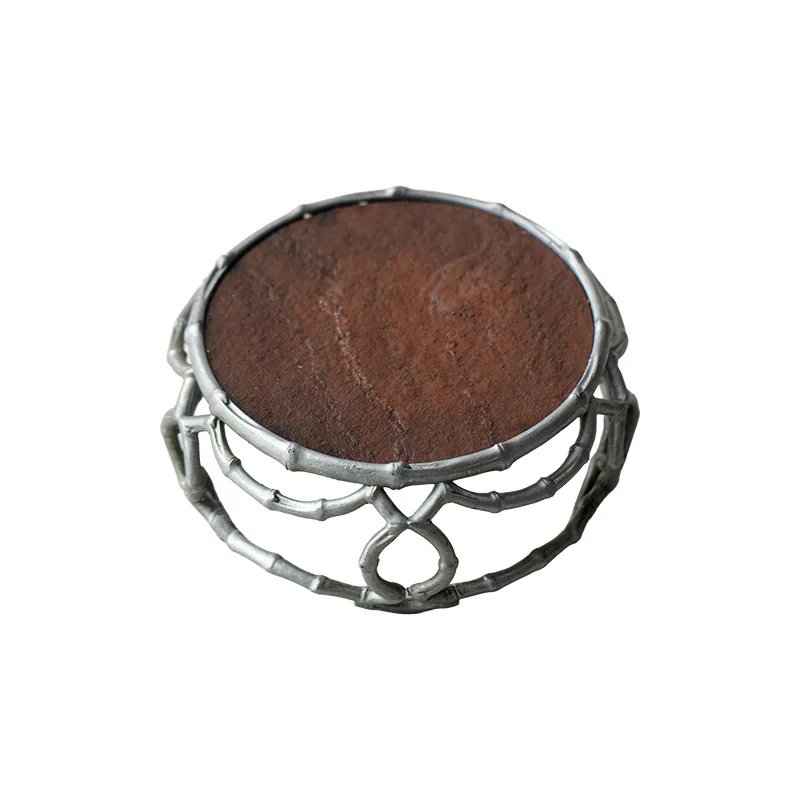Vintage Handmade Ancient Tin Rock Bench Cover with Ancient Hedge Creative Teapot Lid Holder Shelved Coaster Coaster Holder