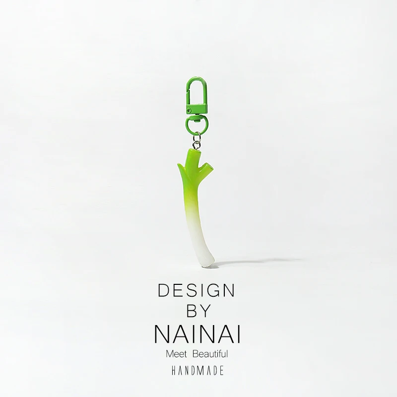 Green Simulation Leek Keychain Cute Hanging Ornament Backpack Accessory Daily Simple Fashion Vegetable Themed Keychain