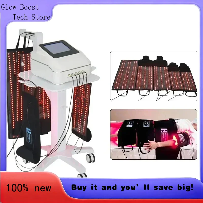 

Glow 5D Lipo для похудения тела, красный свет, двойная длина волны, 635 нм, 940 нм, 5D лазерный физициальный обезболивающий терапевтический пояс Machin