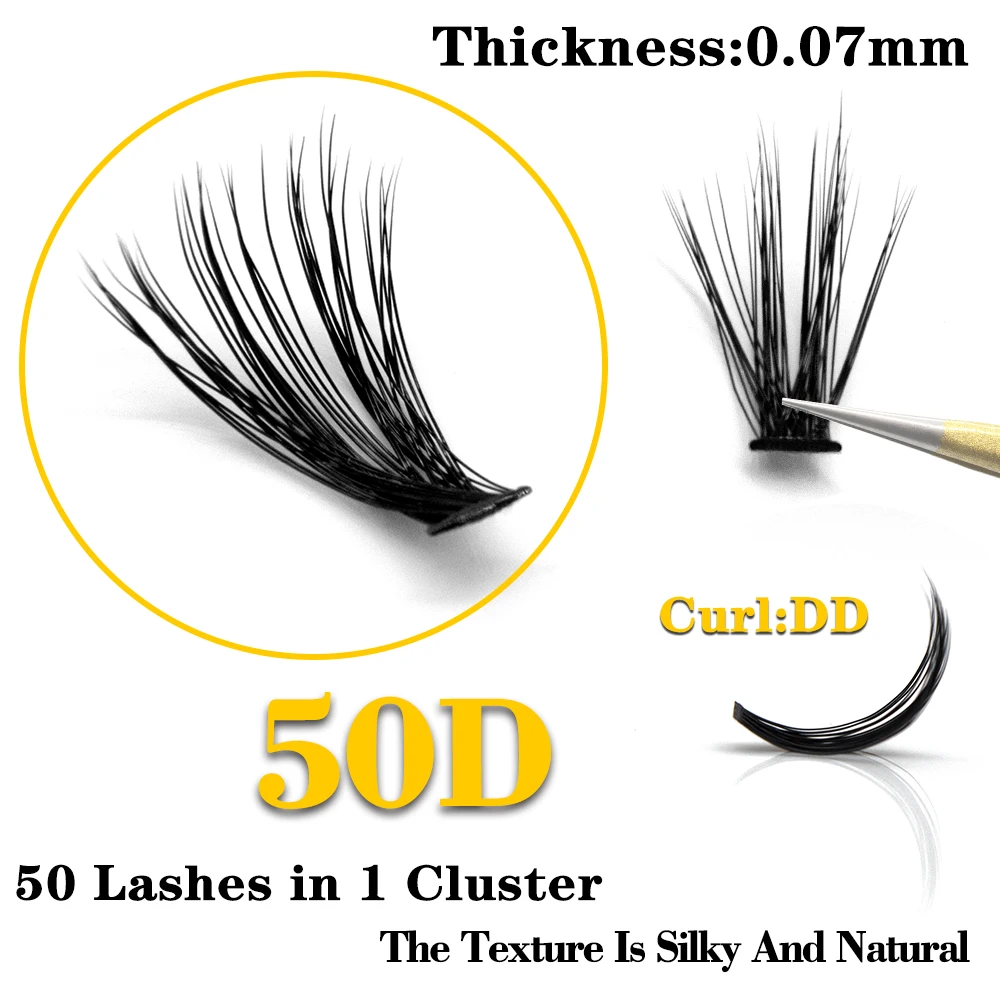 Kimcc 50DMink Wimpern Einzelne Wimpernverlängerung Make-up Pfropfen Cluser Wimpern Natürliche weiche falsche Wimpern Zilien als SEIDE