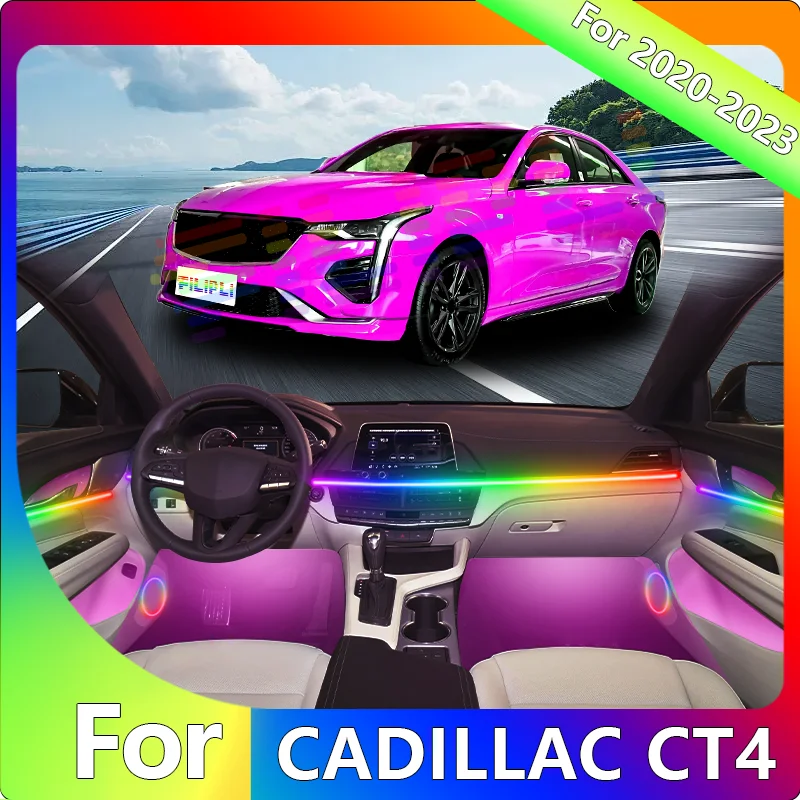 

FILIPLI для CADILLAC CT4 для 2020-2023 DIY умная многоцветная RGB автомобильная самоклеящаяся светодиодная лента с управлением через Bluetooth