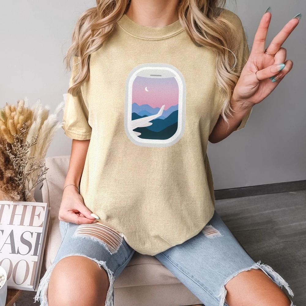 

Women Graphic T-Shirts Cotton Y2K Style Casual Top Streetwear Fashion Comfortable Loose Breathable Comfortable Fabric Airplane